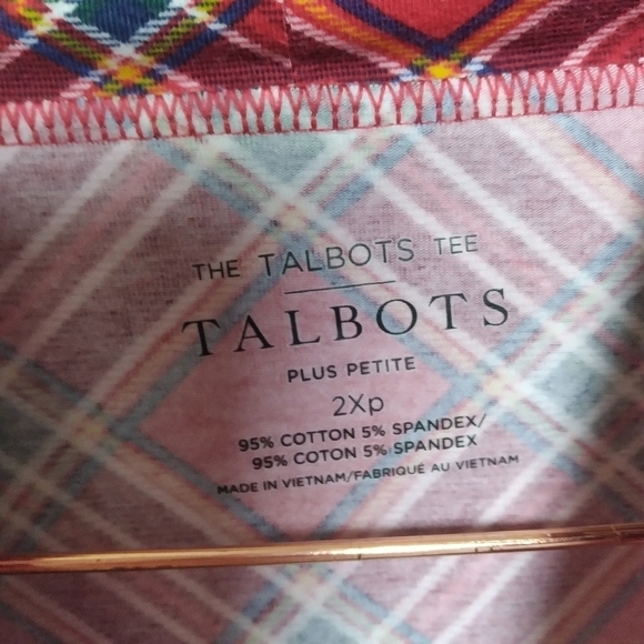 Talbots Red and Blue Plaid Long Sleeve Turtleneck Tee Shirt Size 2X Petite - Picture 8 of 8